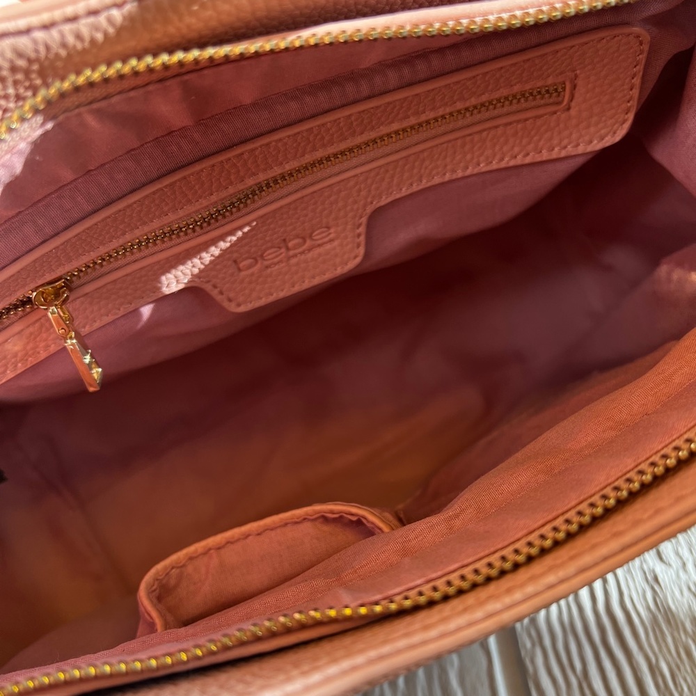 Vegan Leather [bebe] Pink NWT Convertible Handbag | Purse Tassels Gold Hardware - Picture 4 of 16